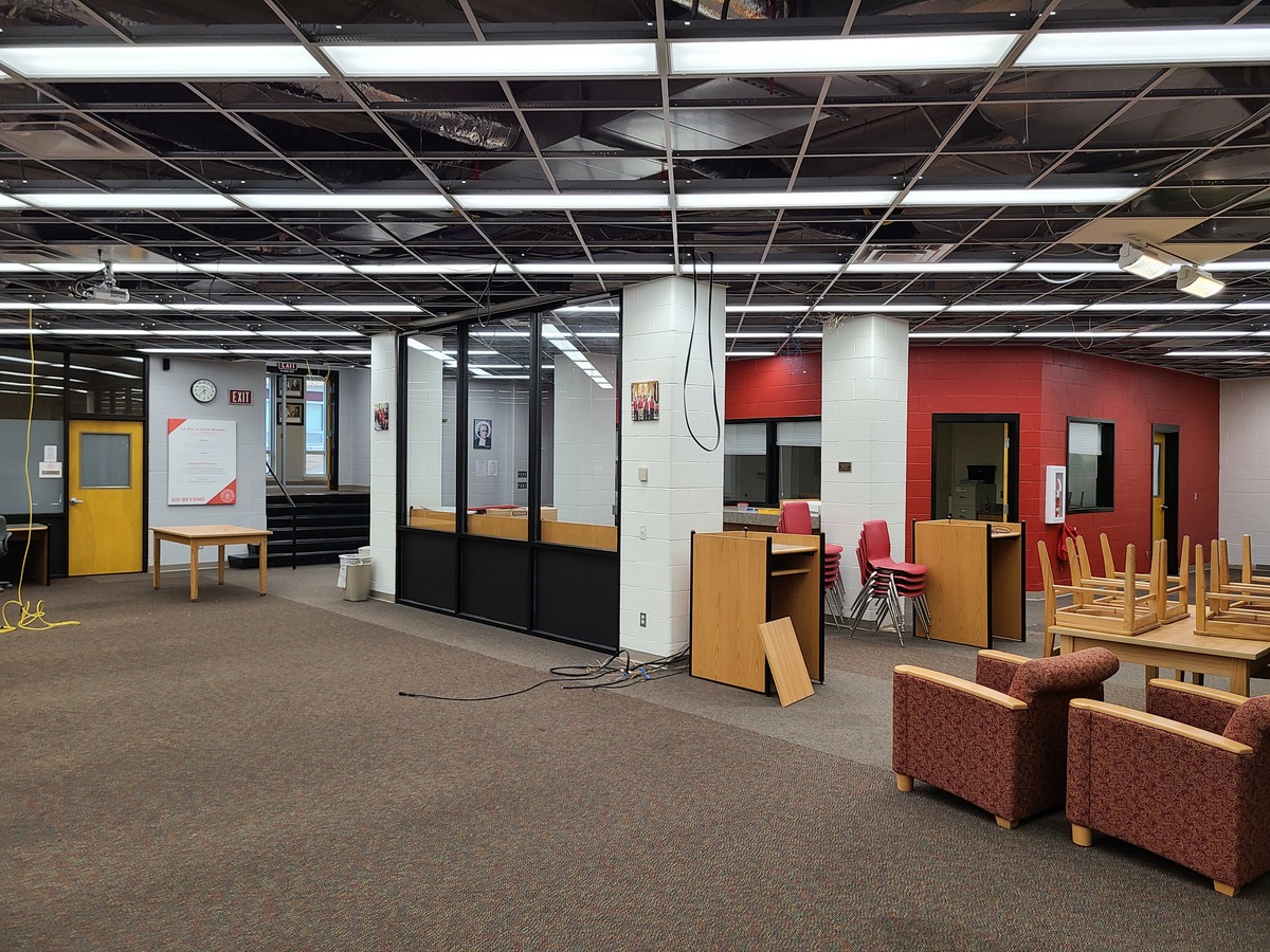 media center without ceiling tiles